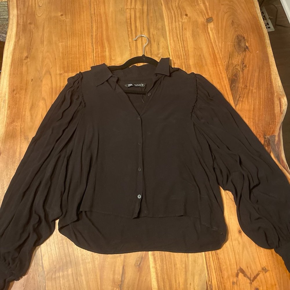 Zara Black Full Sleeve Blouse